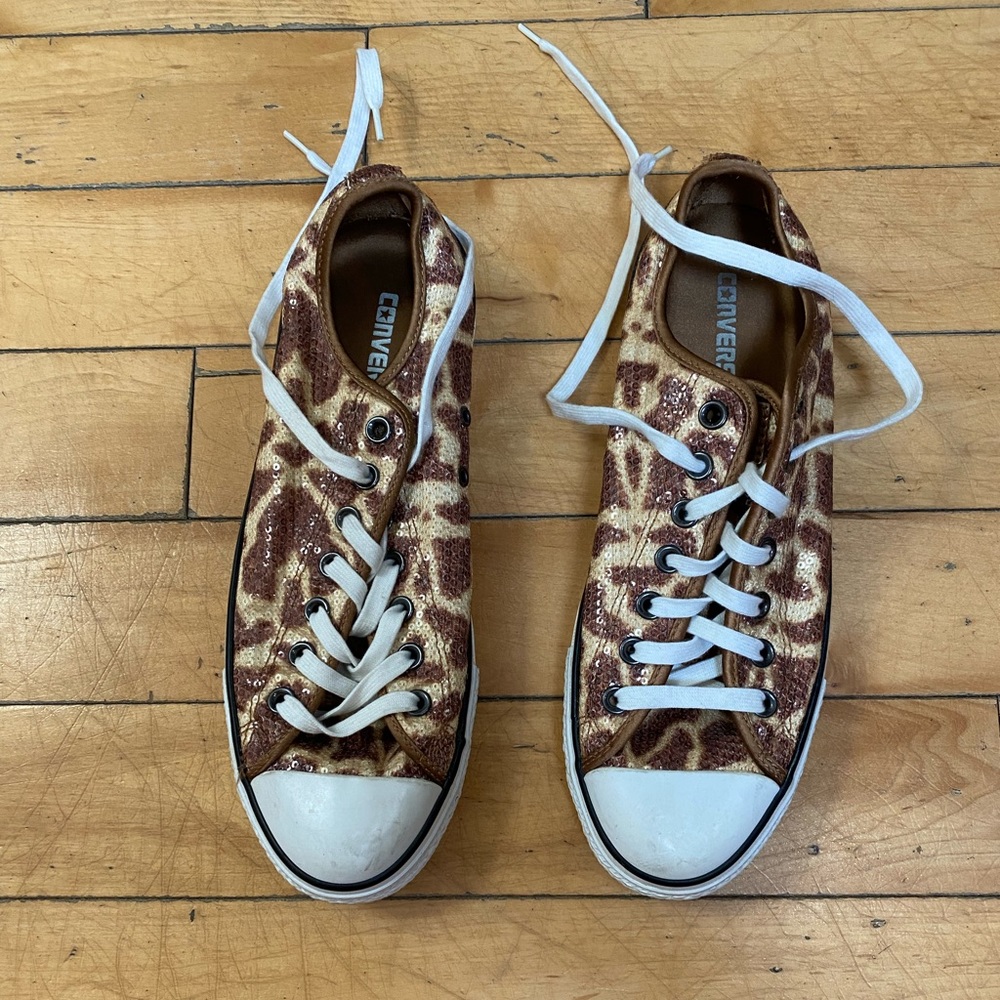 Unisex Converse Giraffe-print and sequined sneakers. Barely worn.
